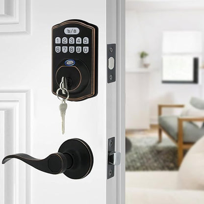 Fingerprint Door Lock with Passage Lever, Contemporary Electronic Keypad by SUNTAI