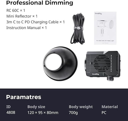 SmallRig RC 60C RGB LED Video Light, 3400mAh Battery 45min Runtime, APP Control - Image 9