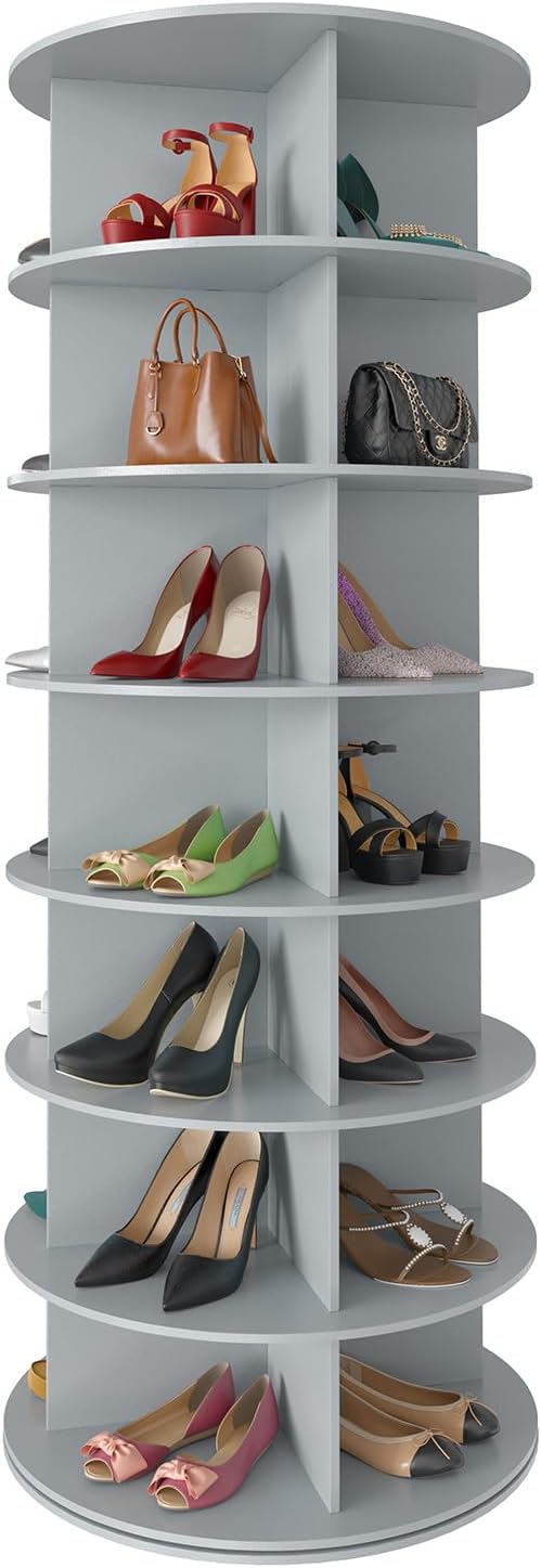 SpaceAid 7 Tier Rotating Shoe Rack Tower, Spinning Shoe Display Lazy Susan by SpaceAid