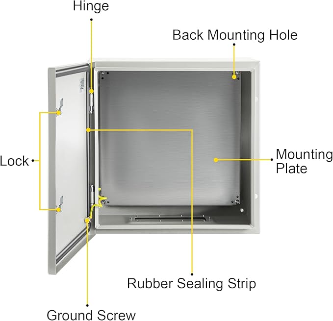 VEVOR NEMA Steel Enclosure, IP66 Waterproof & Dustproof, Outdoor/Indoor - Image 9