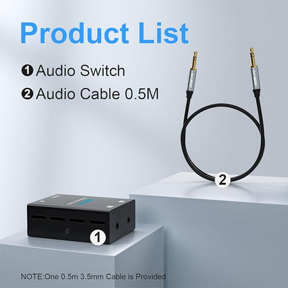 Audio Switch 3.5mm Bi-Direction Switch, Stereo Audio Switcher 2 in 1/1 in 2 Out - Image 3