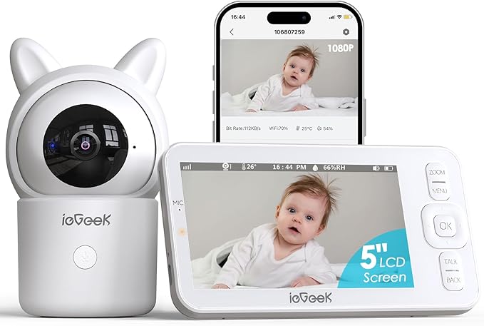 ieGeek Baby Monitor with Camera and Audio, Upgraded Night Vision/PTZ/2-Way by ieGeek