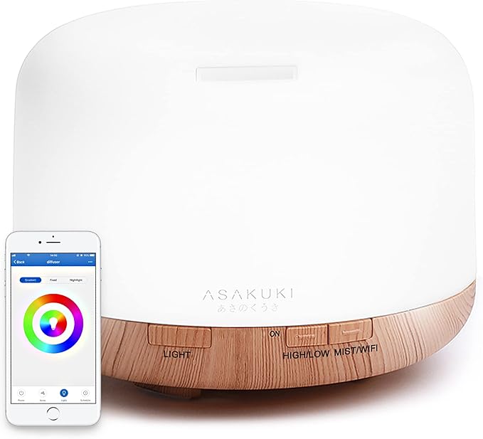 ASAKUKI Smart Wi-Fi Essential Oil Diffuser, App and Voice Control Compatible by ASAKUKI