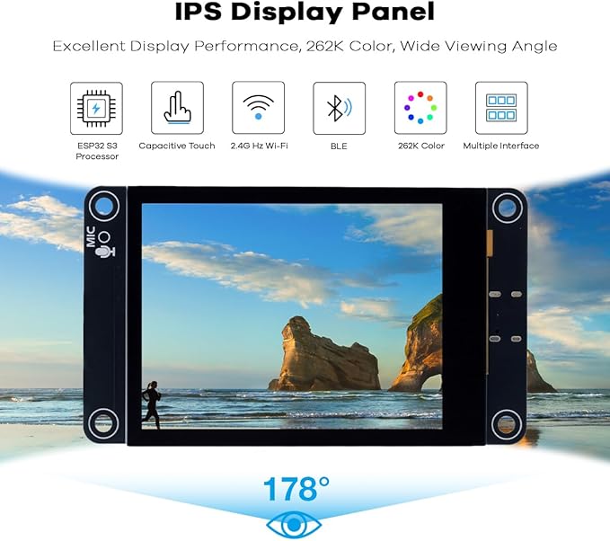 Hosyond ESP32-S3 Touchscreen Module, 2.8" 240x320 IPS LCD EPS32 Display - Image 2
