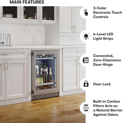 Zephyr 24" Wine Fridge & Beverage Refrigerator Single Zone Under Counter - Image 6