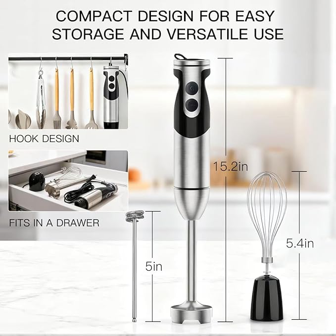 MegaWise Stainless Steel Titanium Reinforced 3-in-1 Immersion Hand Blender - Image 6