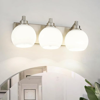 METWET Bathroom Light Fixtures, 3-Light Brushed Nickel Vanity Light, Modern by Metwet