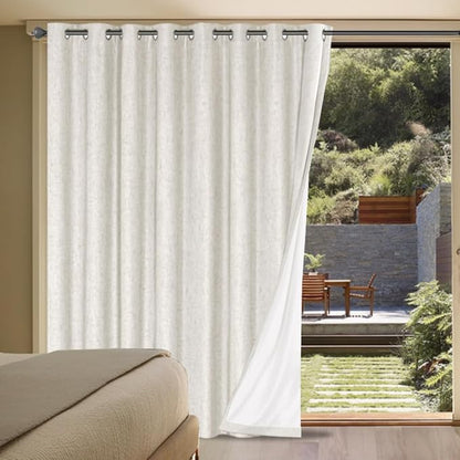 H.VERSAILTEX Sliding Door Curtains, Linen 100% Blackout Curtains Durable Thick by HVERSAILTEX