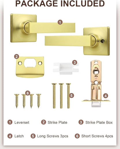 Mengico 1 Pack Passage Door Levers Gold Finish, No-Locking Keyless Square Door - Image 7