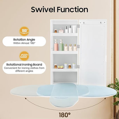Ropoana Wall Mount Ironing Board Cabinet, Built-in Swivel Ironing Board Foldable - Image 6