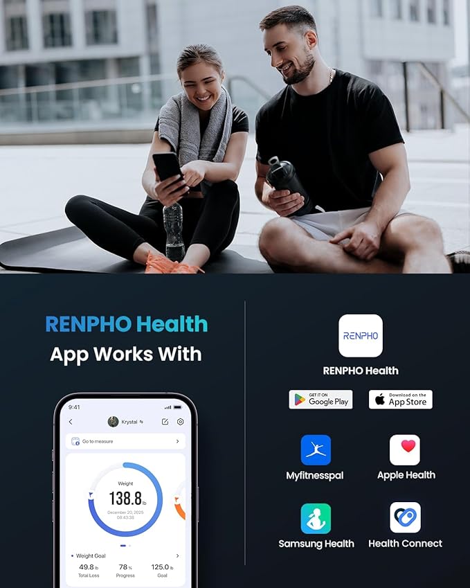RENPHO Bluetooth Body Fat Scale, Digital Weight Scale Bathroom Smart Body - Image 4