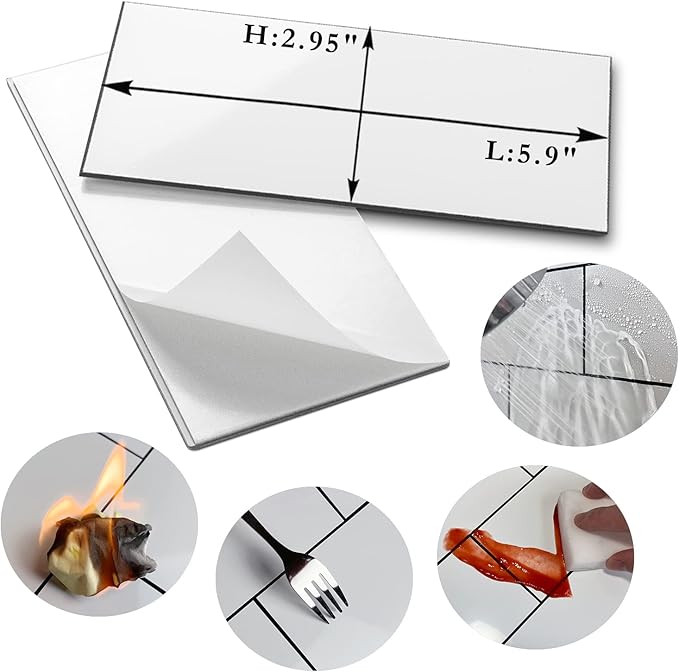 AULIGET Thick PVC Peel and Stick Backsplash, Polished White Subway Tile Peel - Image 4