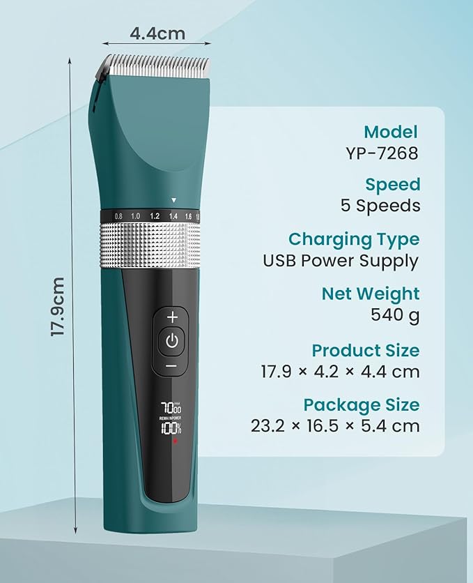 oneisall Cat Clippers for Matted Hair, 5-Speed Quiet Cat Grooming kit, Cordless - Image 8