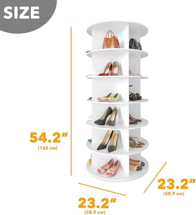 SpaceAid 6 Tier Rotating Shoe Rack Tower, Spinning Shoe Display Lazy Susan - Image 2