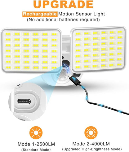 Rechargeable Battery Motion Light, 2500LM & 4000LM Dual Modes Motion Sensor - Image 2