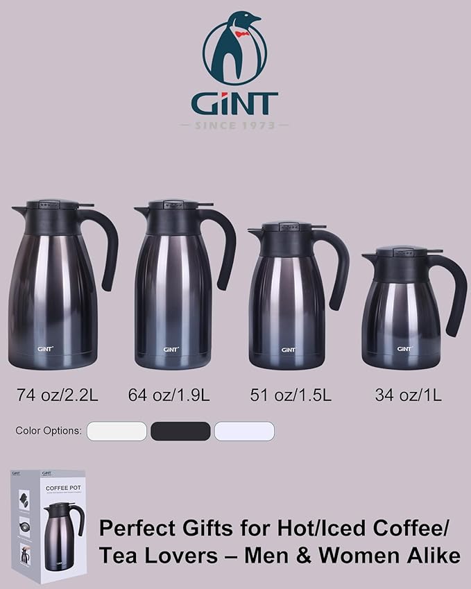 GiNT 51Oz Stainless Steel Thermal Coffee Carafe - Image 9