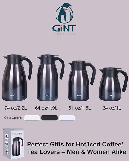 GiNT 1L / 34Oz Thermal Coffee Carafe, Insulated Stainless Steel Coffee Carafes - Image 9