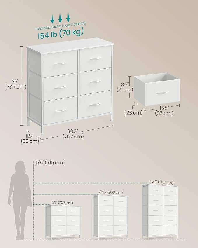 SONGMICS Dresser for Bedroom, Chest of Drawers, TV Stand, 6 Non-Woven Fabric - Image 2