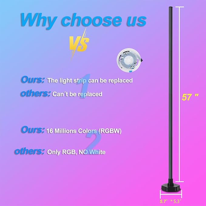 YTDRGB Corner Floor Lamp RGBW, LED Floor Lamp - Image 3