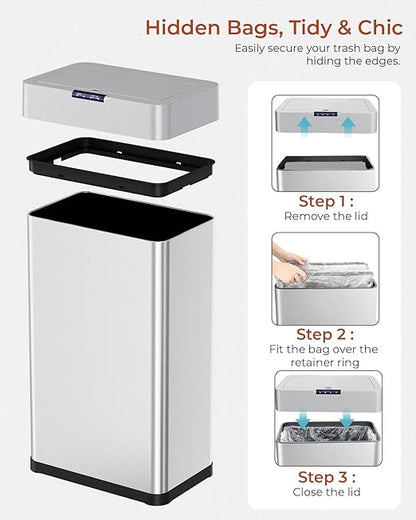 TLSUNNY 16 Gallon Motion Sensor Trash Can, Touchless Automatic Garbage Can - Image 6