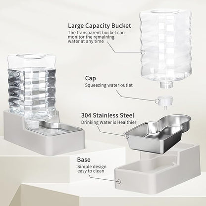 RIZZARI Stainless Steel Pet Water Feeder: 8L Large Gravity Waterer, Less Refills - Image 3