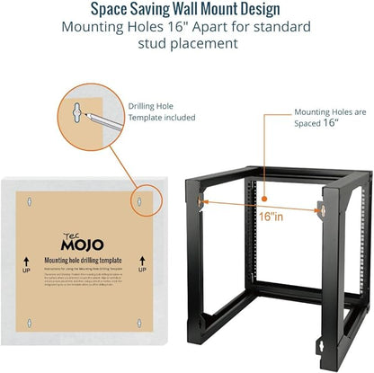 Tecmojo 9U Wall Mount Rack, Server Rack, Open Frame Server Rack, Network Rack - Image 4