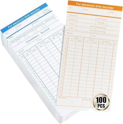 TooCust 100-Piece Time Cards for Employees, Monthly Time Cards 2-Sided - Image 8