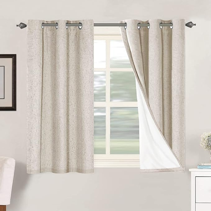 H.VERSAILTEX Primitive Linen Curtains 100% Blackout Curtain Drapes Burlap by HVERSAILTEX