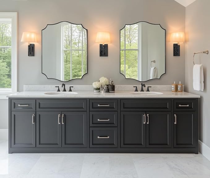 ANDY STAR Bathroom Mirror, 28x36 Inch Matte Black Vanity Mirror, Unique - Image 7