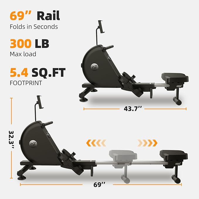 Rowing Machine for Home, Foldable Magnetic Rower - Image 2