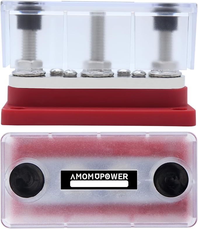 AMOMD 300A Bus Bar 3 Terminal Studs M10 4x8#-32 Screws Nickel Plated Copper - Image 8