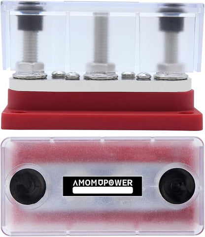 AMOMD 300A Bus Bar 3 Terminal Studs M10 4x8#-32 Screws Nickel Plated Copper - Image 8