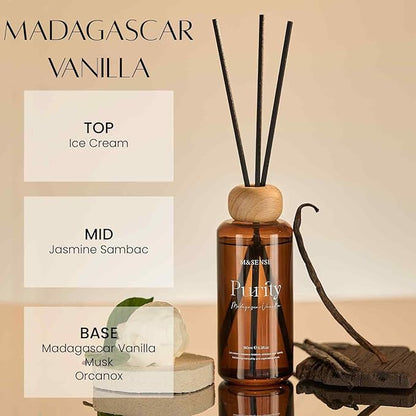 M&SENSE Madagascar Vanilla Reed Diffuser Set: 6.3 fl oz Non-Toxic Aroma Set - Image 2