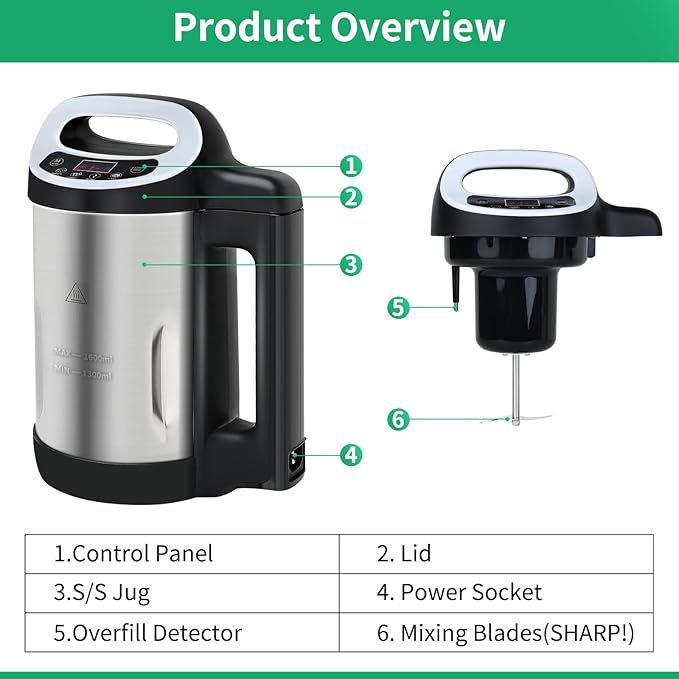 Soup Maker 1.6 L, 4-in-1 Multifunctional Smooth Soup and Chunky Soup Machine - Image 8