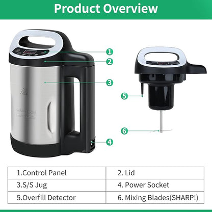 Soup Maker 1.6 L, 4-in-1 Multifunctional Smooth Soup and Chunky Soup Machine - Image 8