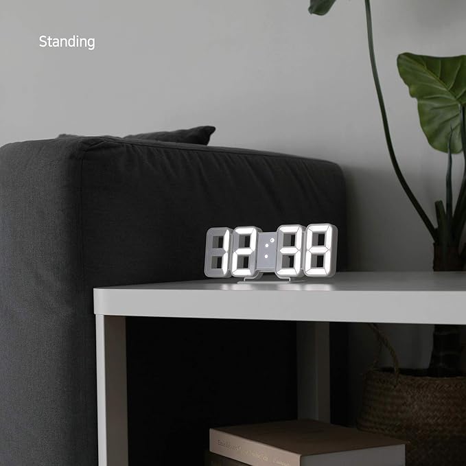 mooas 3D Pure Mini White LED Clock - Image 4