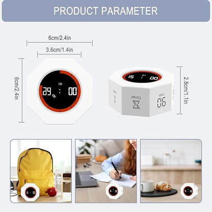GuDoQi Digital Productivity Timer, Octagon Rotating Pomodoro Timers - Image 2