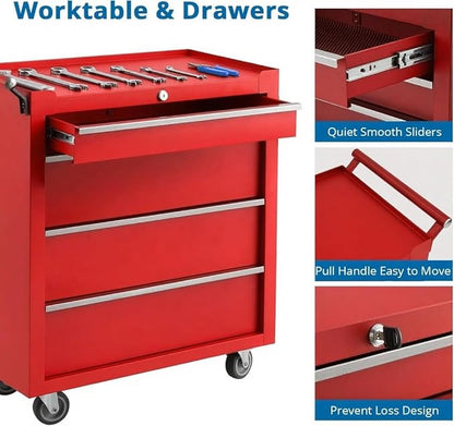 IDEALHOUSE Rolling Tool Chest, 4 Drawers Tool Storage Cabinet, Toolbox - Image 8