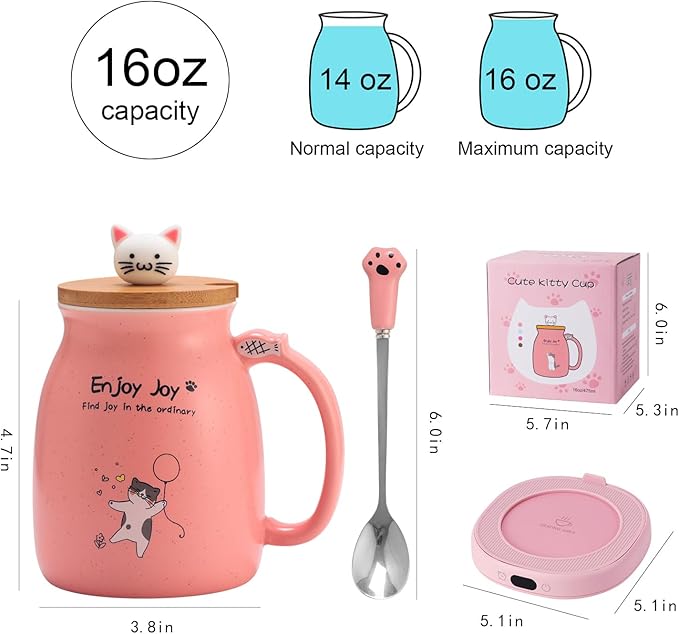 Bsigo Cute Cat Mug Set with Electric Smart Mug Warmer - Image 6