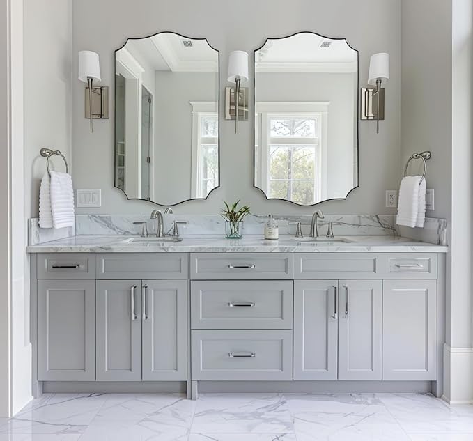 ANDY STAR 24x40 Inch Brushed Nickel Mirror, Unique Rectangle Bathroom Mirror - Image 3