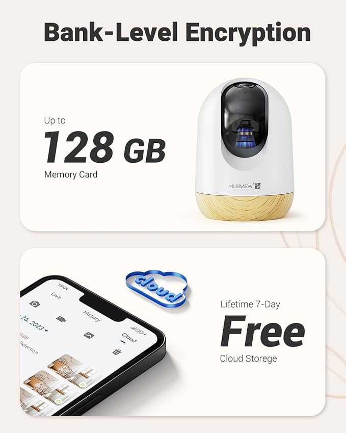 MUBVIEW 5G WiFi Indoor Security Camera No Subscription, Pet Camera - Image 9