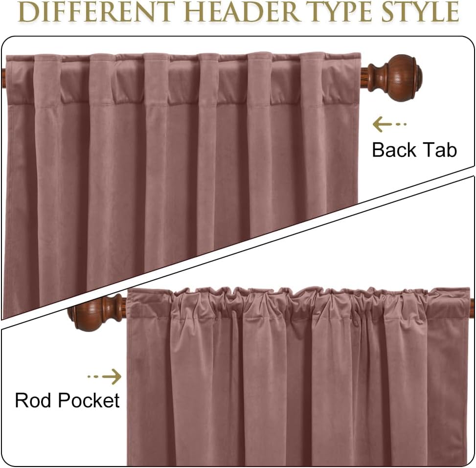 Wild Rose Pink Velvet Curtains Nursery Privacy, W52 x L94, 2 Panels | Room Darkening, Back Tab Pinch Pleat, Thermal Window Drapes, Privacy & UV Protection for Bedroom, Girls' Room, Living Room