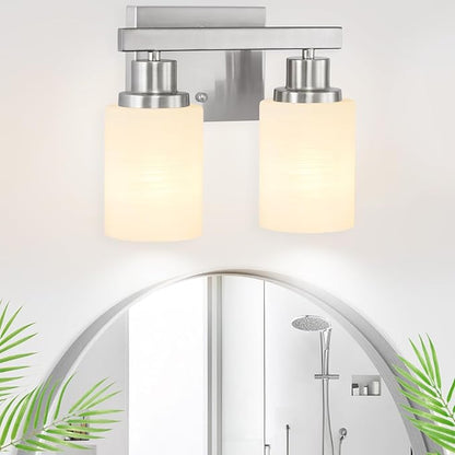 DIKAIDA Bathroom Light Fixtures Over Mirror, 2-Light Modern Nickel Vanity Lights - Image 8