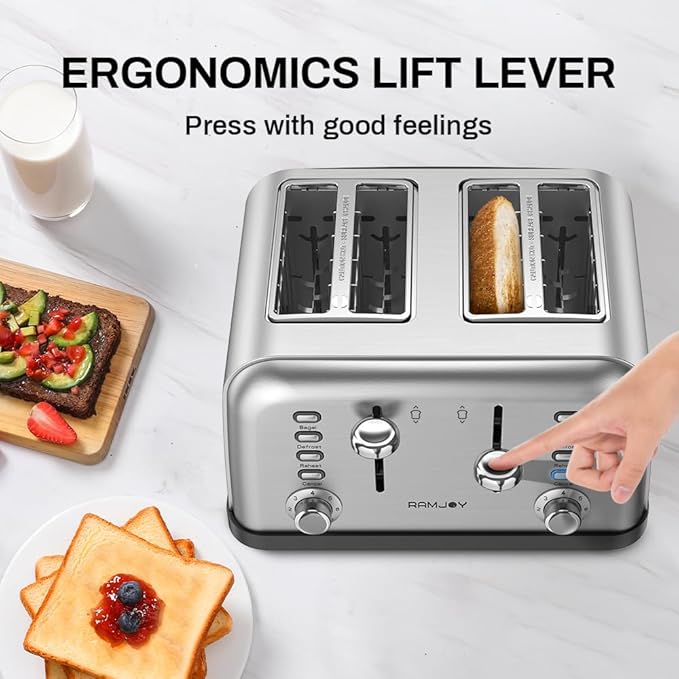 Toaster 4 Slice, Dual Independent Controls, Extra Wide Slot Toasters - Image 8