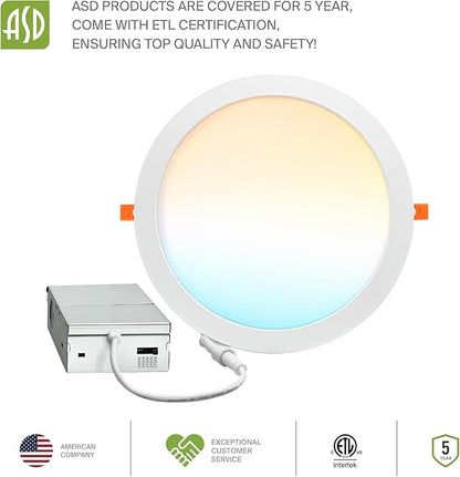 ASD 1 Pack 11/12 Inch LED Recessed Lighting 24W, 5 CCT 2700K-5000K CRI90+ - Image 9