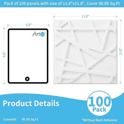 Art3d 100 Pack Decorative 3D Wall Panels, 97 Sq.Feet PVC Interior Wall Décor - Image 2