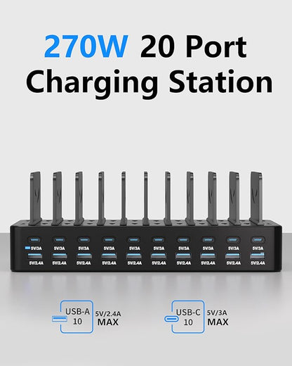 270W Charging Station for Multiple Devices, 20-Port USB Fast Charging Station - Image 2