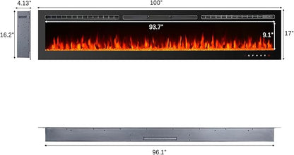 CharaVector 100 inch 750W/1500W Electric Fireplace Inserts - Image 3