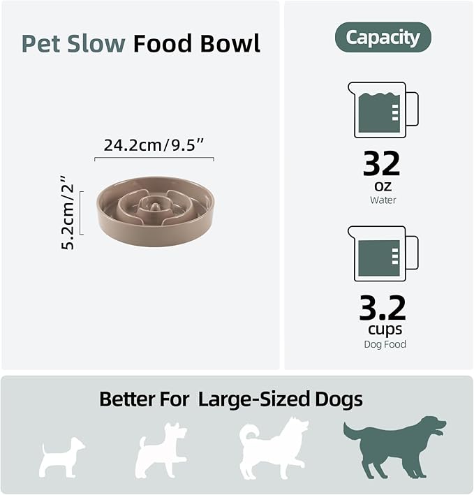 Ceramic 3.2 Cup Slow Feeder Dog Bowl - Image 2