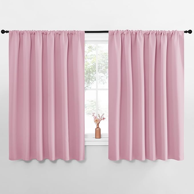 NICETOWN Blackout Curtains for Bedroom, Rouge Pink, 1 Pair, 62 by 63-inch by NICETOWN